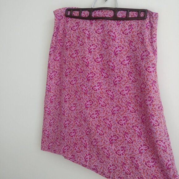 J. Crew 100% silk skirt size 8 pink paisley print - Picture 3 of 13